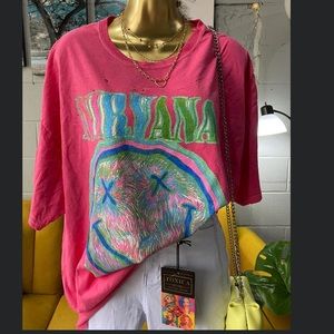 Nirvana NWT oversized distressed short sleeve graphic T shirt dress size S/M